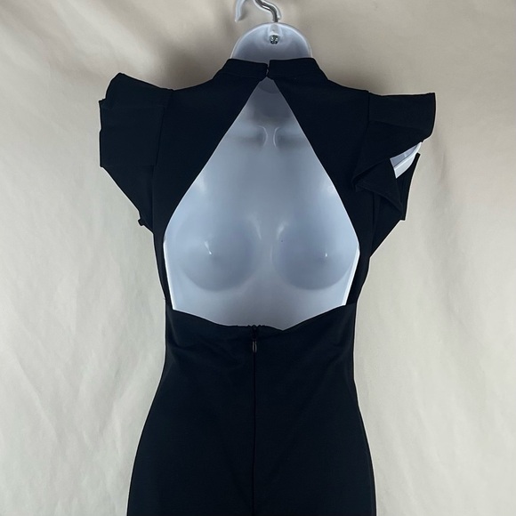 Lulus Black Ruffled Sleeve Midi Dress NWT Size S - Picture 6 of 15